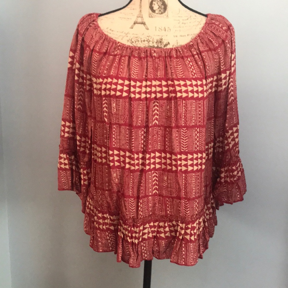 🆕 Lucky Brand Geo Print Ruffle Top